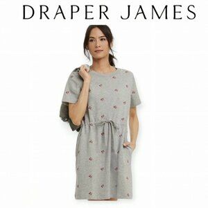 Draper James Embroidered Sweatshirt Dress XS Heather Grey Cotton Terry
